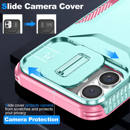 iPhone 16 Phone Case with Sliding Camshield | Military-Grade TPU & PC Protective Anti-Scratch Anti-Skid Cover, Durable Shockproof Design