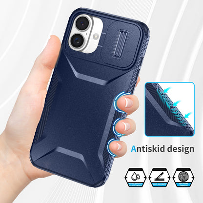 iPhone 16 Phone Case with Sliding Camshield | Military-Grade TPU & PC Protective Anti-Scratch Anti-Skid Cover, Durable Shockproof Design