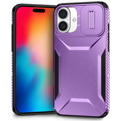 iPhone 16 Phone Case with Sliding Camshield | Military-Grade TPU & PC Protective Anti-Scratch Anti-Skid Cover, Durable Shockproof Design