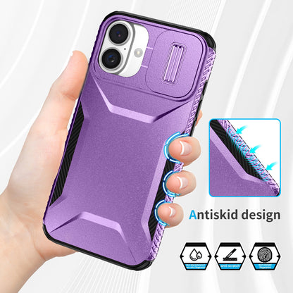 iPhone 16 Phone Case with Sliding Camshield | Military-Grade TPU & PC Protective Anti-Scratch Anti-Skid Cover, Durable Shockproof Design