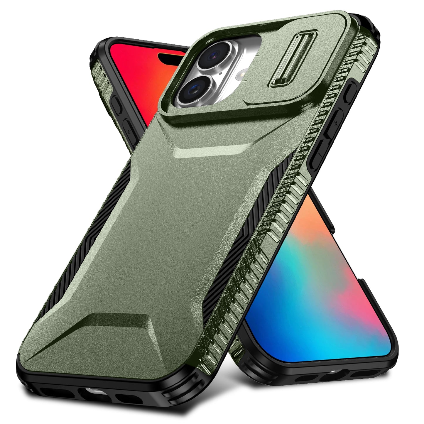 iPhone 16 Plus Phone Case with Sliding Camshield | Military-Grade TPU & PC Protective Anti-Scratch Anti-Skid Cover, Durable Shockproof Design