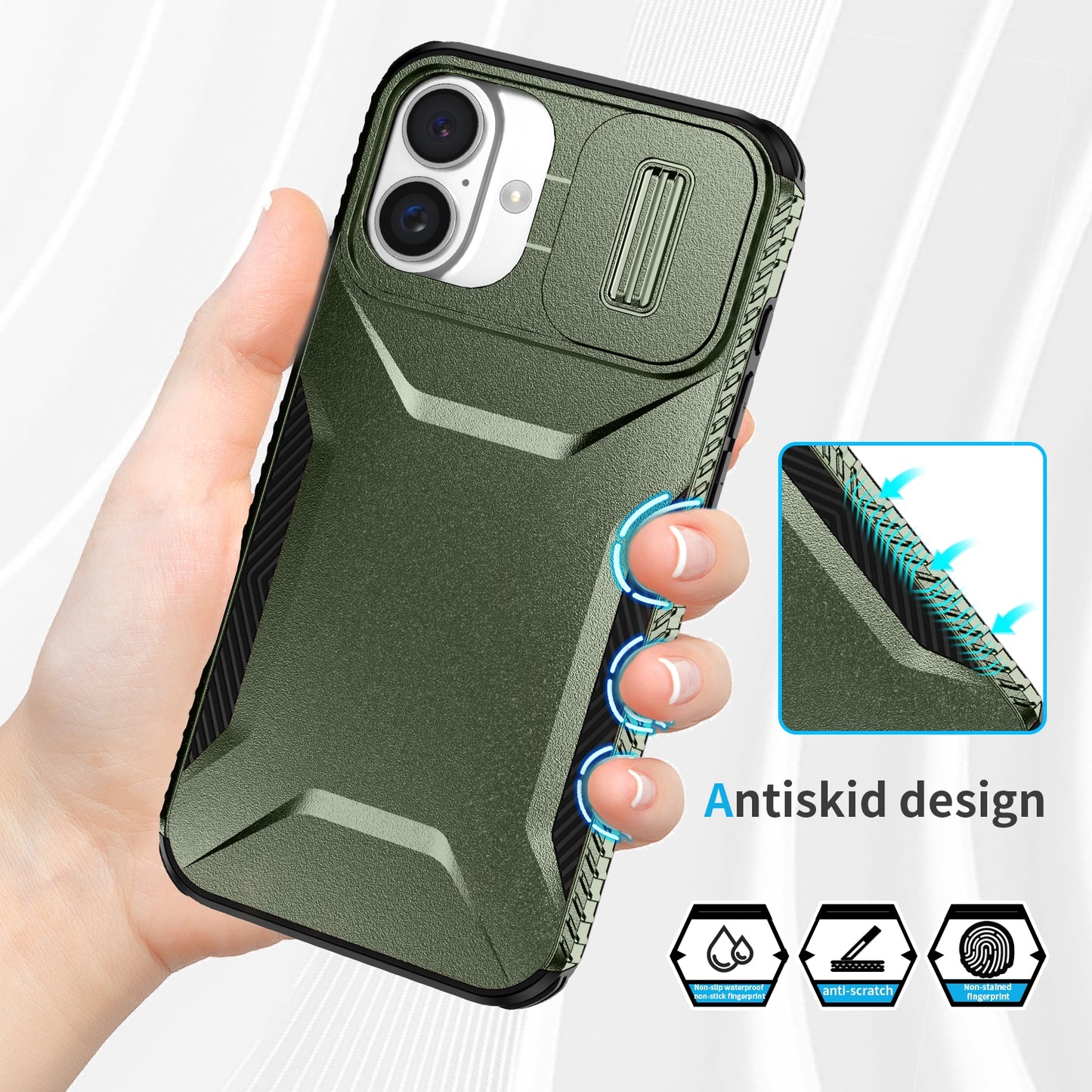 iPhone 16 Plus Phone Case with Sliding Camshield | Military-Grade TPU & PC Protective Anti-Scratch Anti-Skid Cover, Durable Shockproof Design