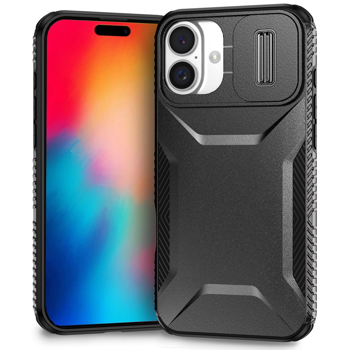 iPhone 16 Plus Phone Case with Sliding Camshield | Military-Grade TPU & PC Protective Anti-Scratch Anti-Skid Cover, Durable Shockproof Design