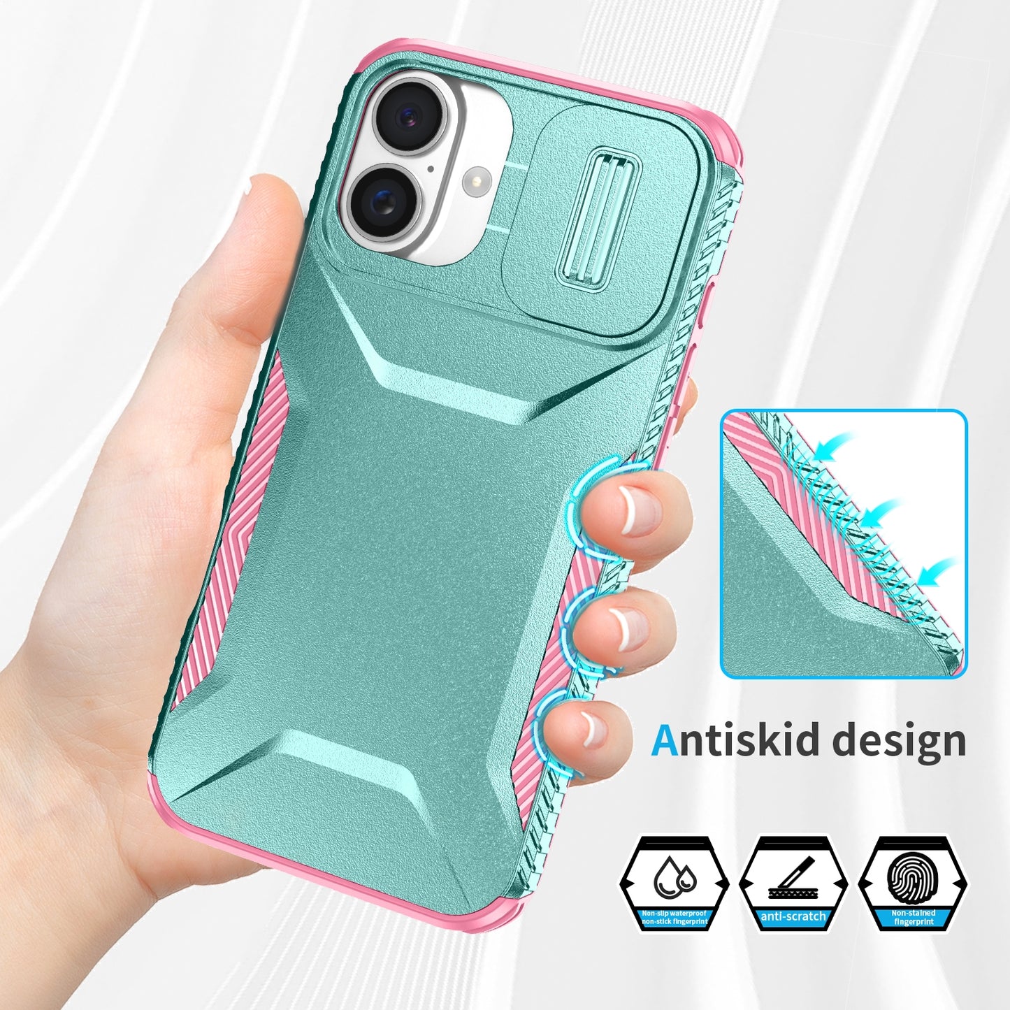 iPhone 16 Plus Phone Case with Sliding Camshield | Military-Grade TPU & PC Protective Anti-Scratch Anti-Skid Cover, Durable Shockproof Design