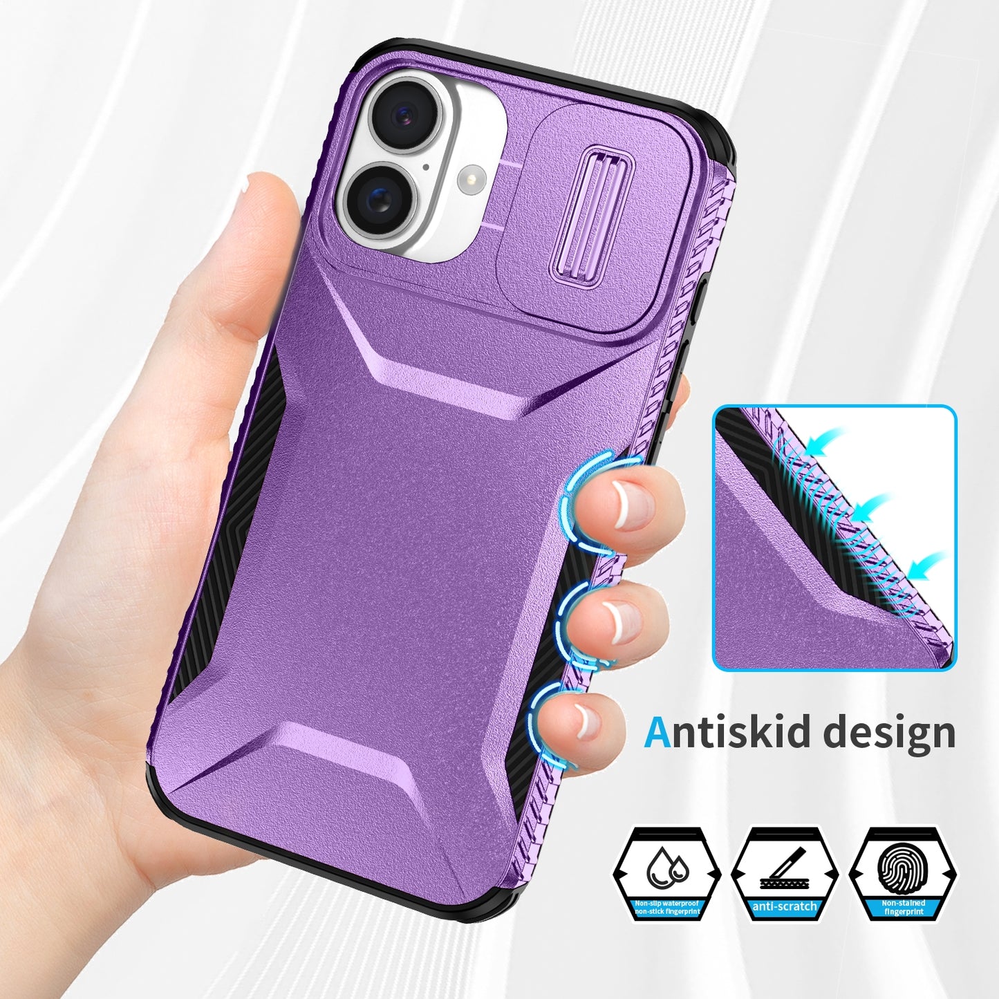 iPhone 16 Plus Phone Case with Sliding Camshield | Military-Grade TPU & PC Protective Anti-Scratch Anti-Skid Cover, Durable Shockproof Design