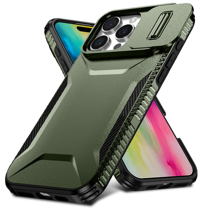 iPhone 16 Pro Max Phone Case with Sliding Camshield | Military-Grade TPU & PC Protective Anti-Scratch Anti-Skid Cover, Durable Shockproof Design