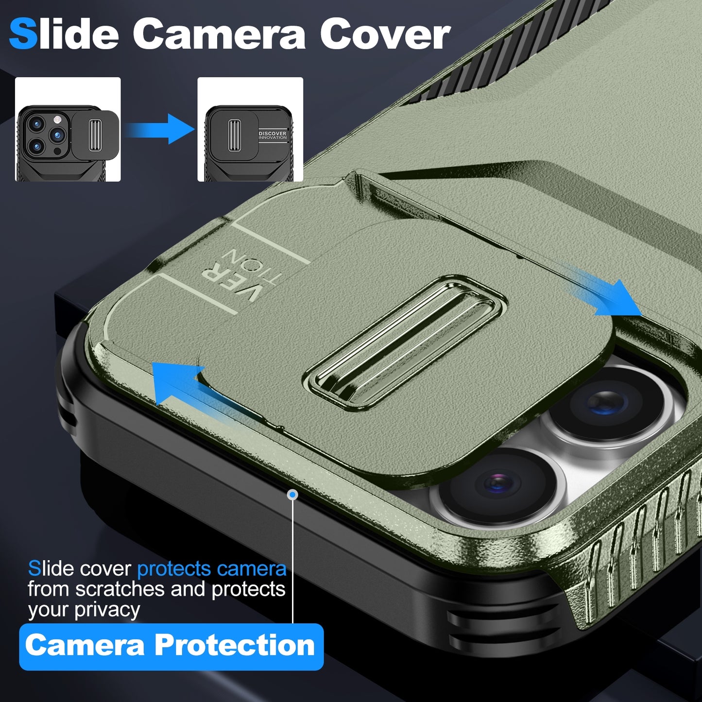 iPhone 16 Pro Max Phone Case with Sliding Camshield | Military-Grade TPU & PC Protective Anti-Scratch Anti-Skid Cover, Durable Shockproof Design