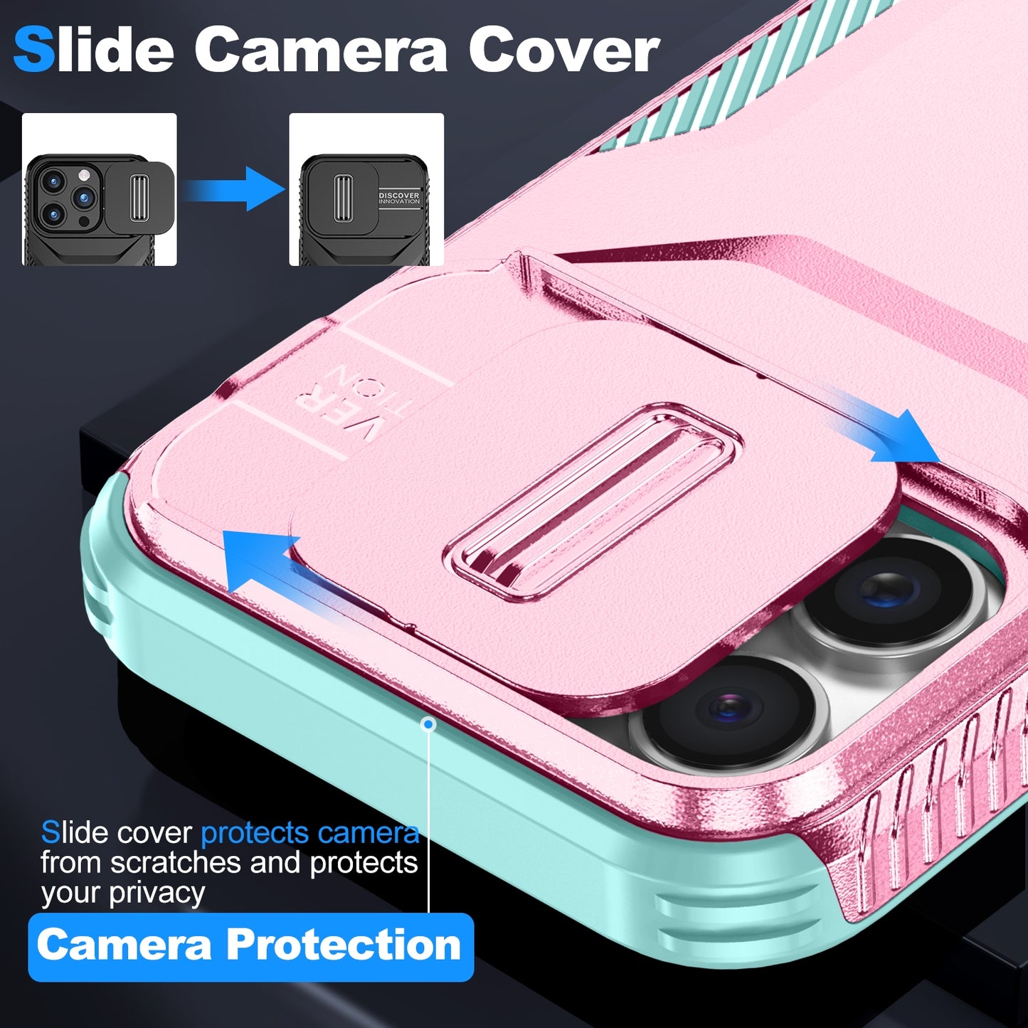 iPhone 16 Pro Max Phone Case with Sliding Camshield | Military-Grade TPU & PC Protective Anti-Scratch Anti-Skid Cover, Durable Shockproof Design