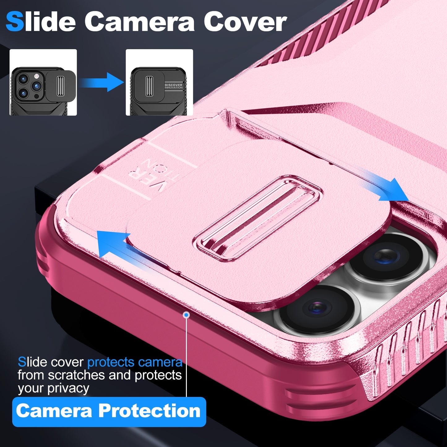 iPhone 16 Pro Max Phone Case with Sliding Camshield | Military-Grade TPU & PC Protective Anti-Scratch Anti-Skid Cover, Durable Shockproof Design