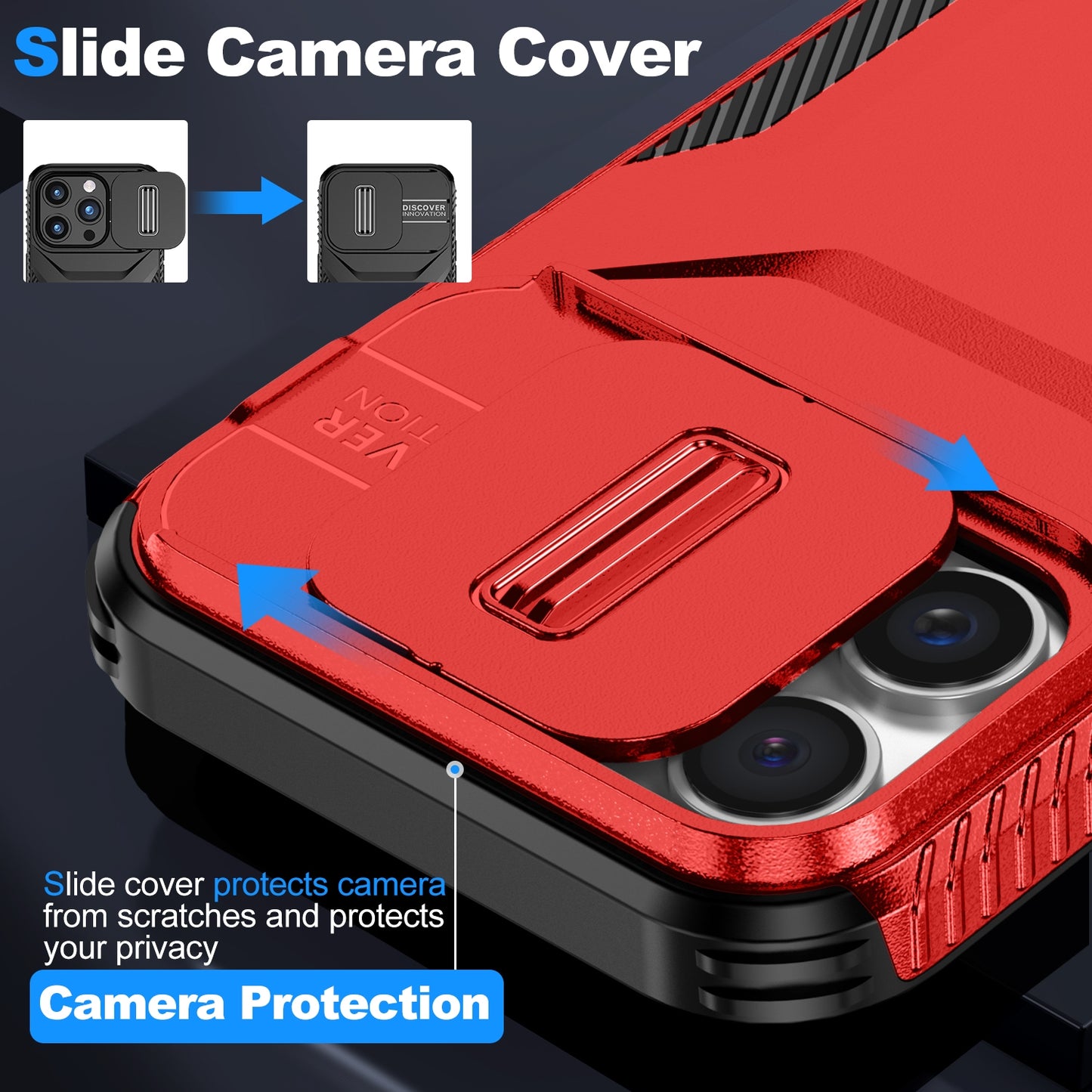 iPhone 16 Pro Max Phone Case with Sliding Camshield | Military-Grade TPU & PC Protective Anti-Scratch Anti-Skid Cover, Durable Shockproof Design