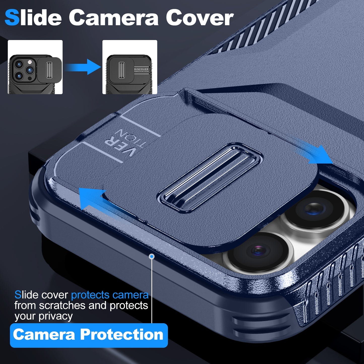 iPhone 16 Pro Max Phone Case with Sliding Camshield | Military-Grade TPU & PC Protective Anti-Scratch Anti-Skid Cover, Durable Shockproof Design