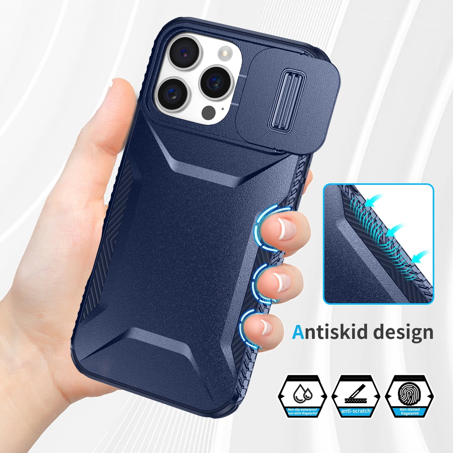 iPhone 16 Pro Max Phone Case with Sliding Camshield | Military-Grade TPU & PC Protective Anti-Scratch Anti-Skid Cover, Durable Shockproof Design