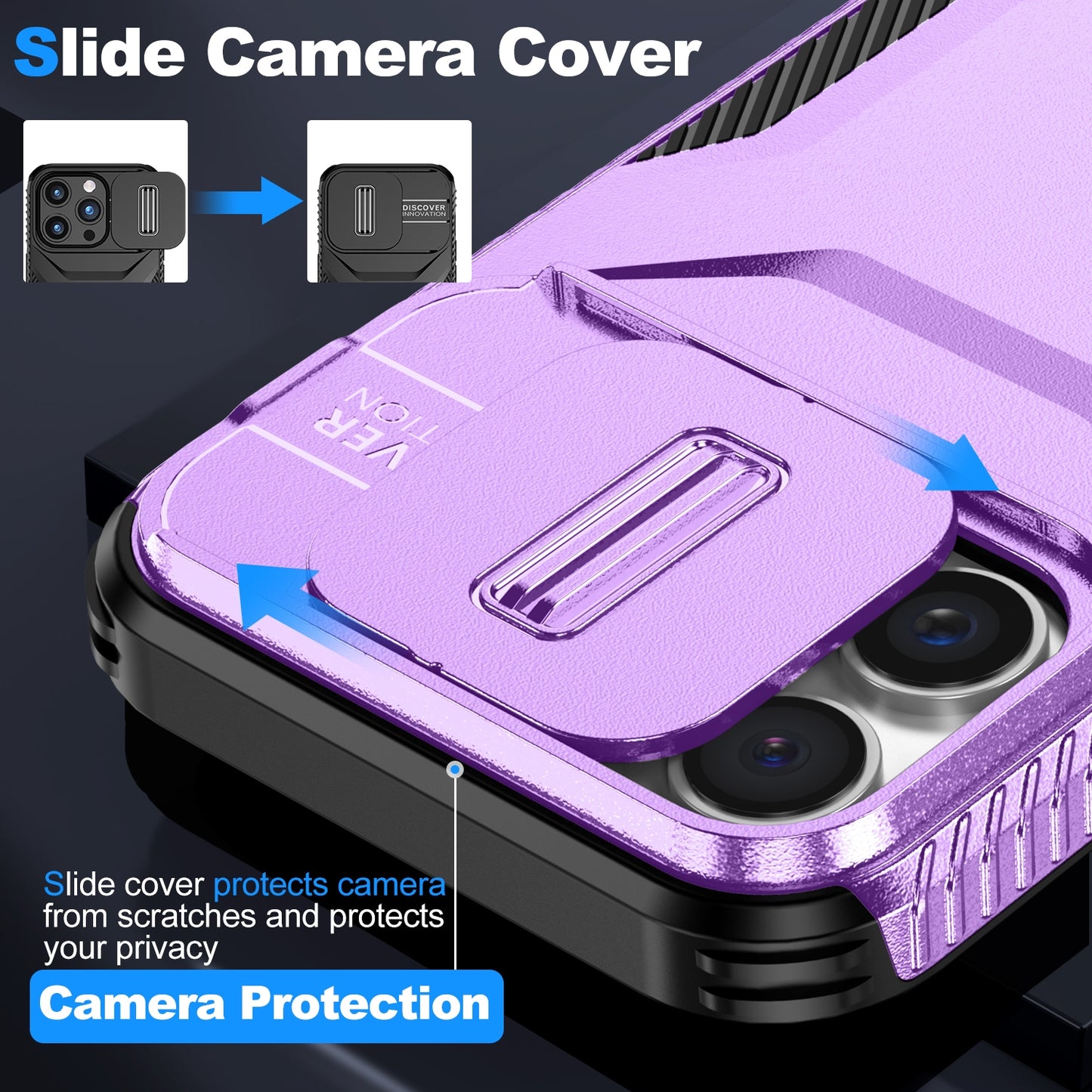 iPhone 16 Pro Max Phone Case with Sliding Camshield | Military-Grade TPU & PC Protective Anti-Scratch Anti-Skid Cover, Durable Shockproof Design