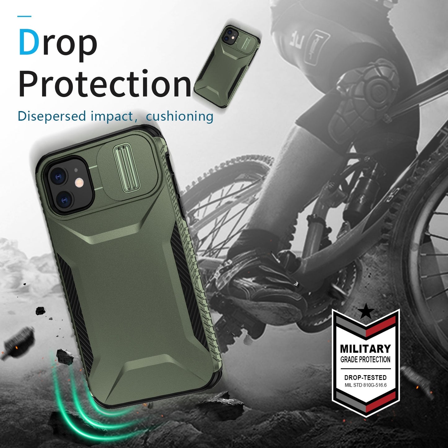 iPhone 11 Phone Case with Sliding Camshield | Military-Grade TPU & PC Protective Anti-Scratch Anti-Skid Cover, Durable Shockproof Design