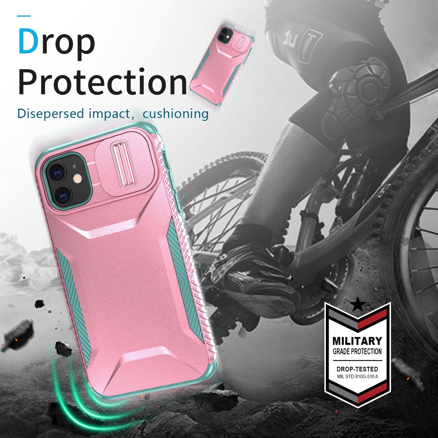 iPhone 11 Phone Case with Sliding Camshield | Military-Grade TPU & PC Protective Anti-Scratch Anti-Skid Cover, Durable Shockproof Design