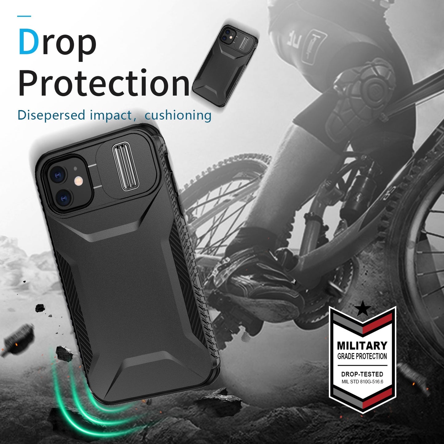 iPhone 11 Phone Case with Sliding Camshield | Military-Grade TPU & PC Protective Anti-Scratch Anti-Skid Cover, Durable Shockproof Design