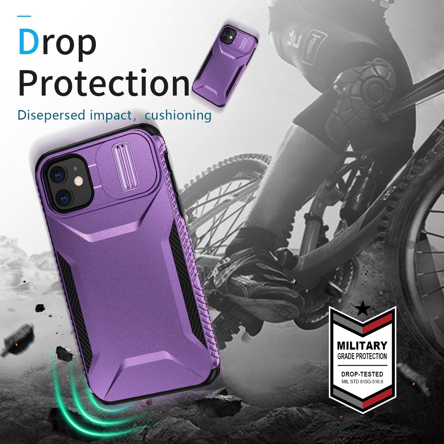 iPhone 11 Phone Case with Sliding Camshield | Military-Grade TPU & PC Protective Anti-Scratch Anti-Skid Cover, Durable Shockproof Design