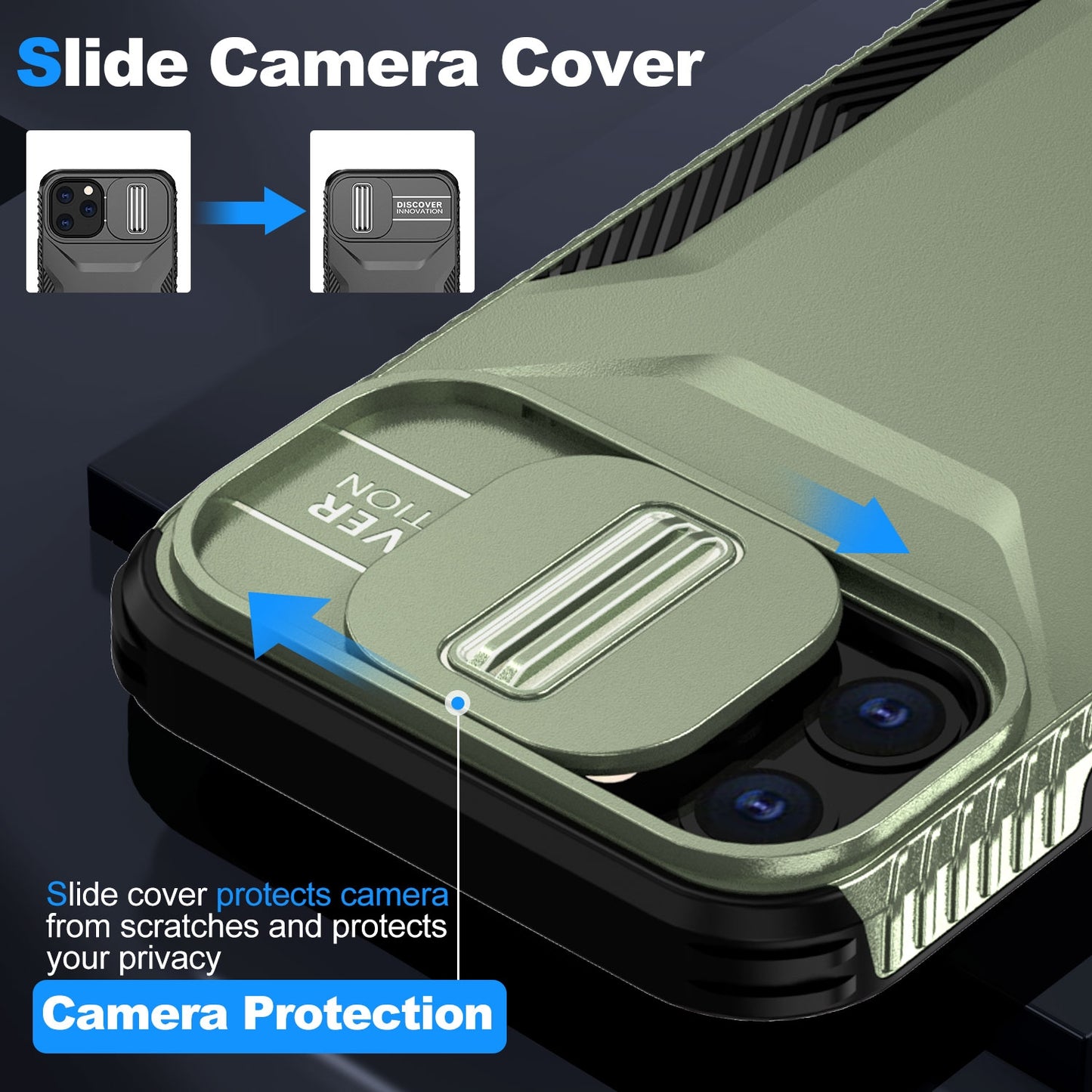 iPhone 11 Pro Max Phone Case with Sliding Camshield | Military-Grade TPU & PC Protective Anti-Scratch Anti-Skid Cover, Durable Shockproof Design