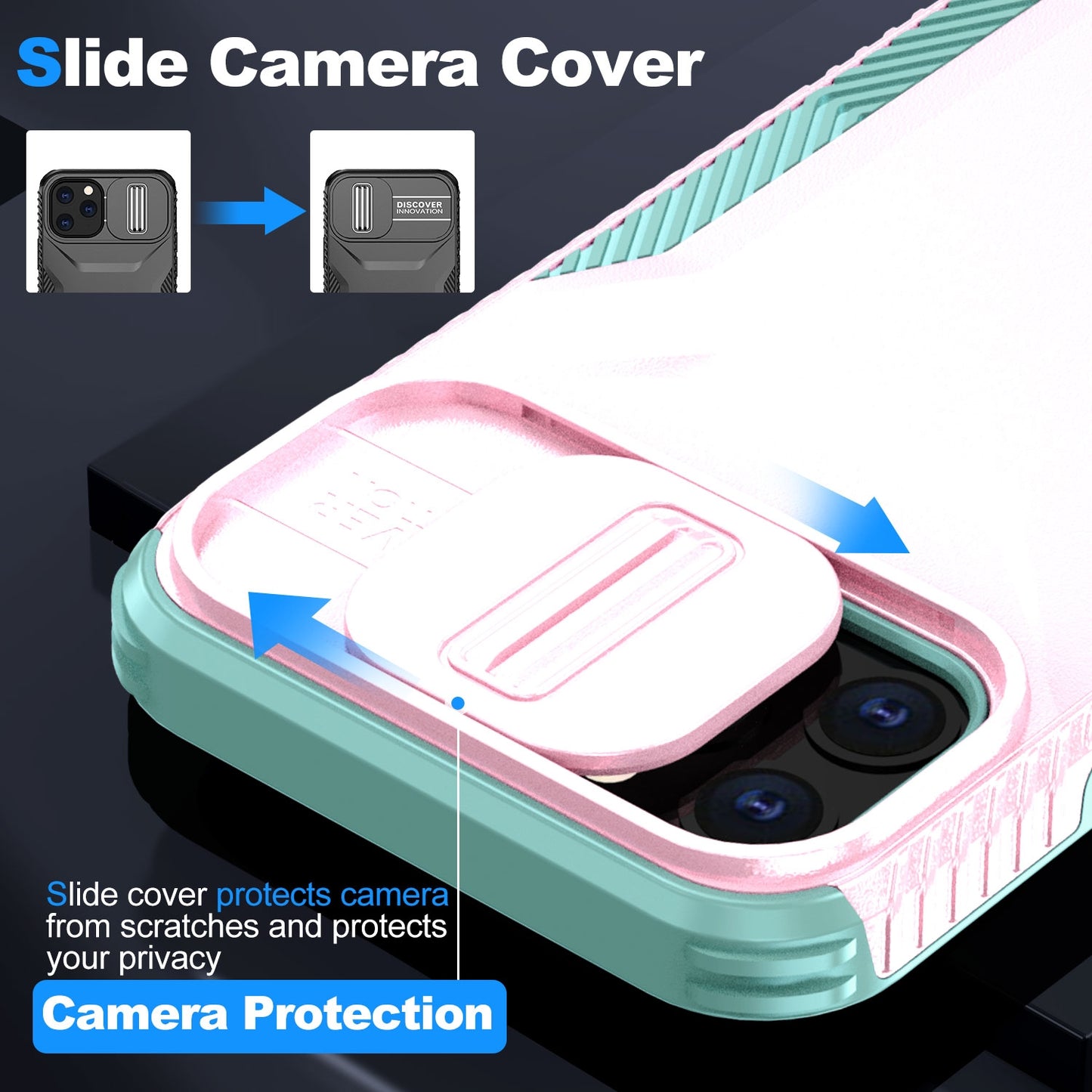 iPhone 11 Pro Max Phone Case with Sliding Camshield | Military-Grade TPU & PC Protective Anti-Scratch Anti-Skid Cover, Durable Shockproof Design