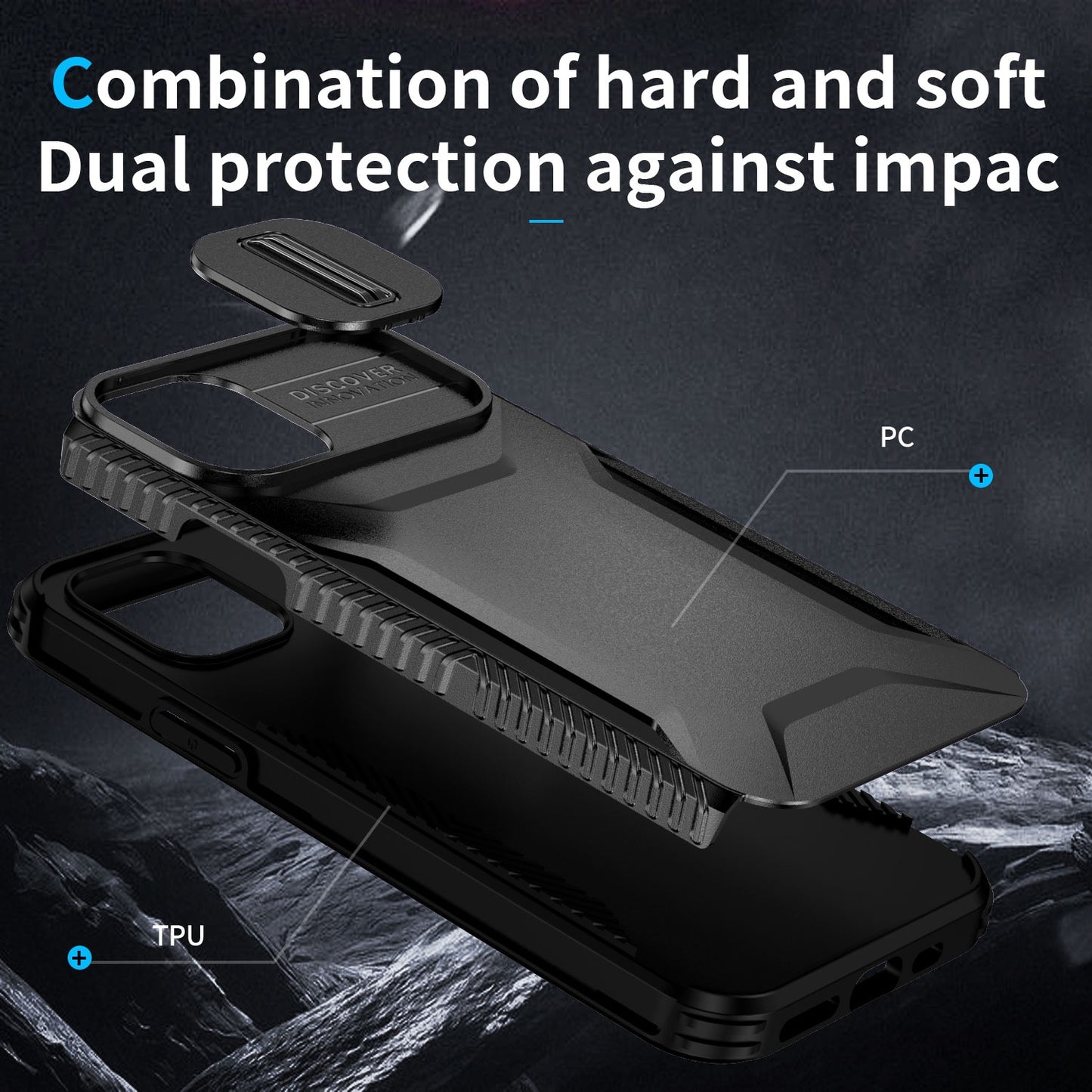 iPhone 11 Pro Max Phone Case with Sliding Camshield | Military-Grade TPU & PC Protective Anti-Scratch Anti-Skid Cover, Durable Shockproof Design