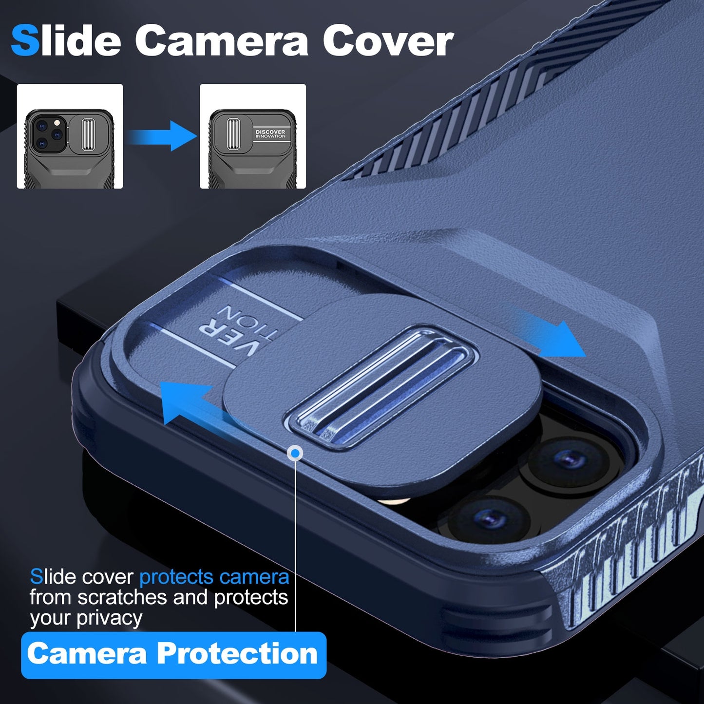iPhone 11 Pro Max Phone Case with Sliding Camshield | Military-Grade TPU & PC Protective Anti-Scratch Anti-Skid Cover, Durable Shockproof Design