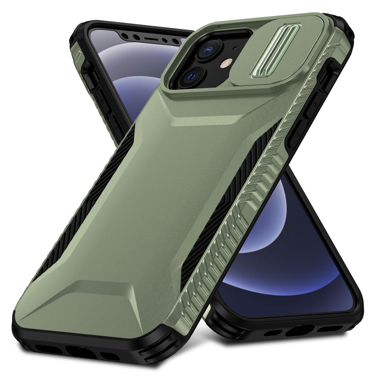 iPhone 12 Phone Case with Sliding Camshield | Military-Grade TPU & PC Protective Anti-Scratch Anti-Skid Cover, Durable Shockproof Design