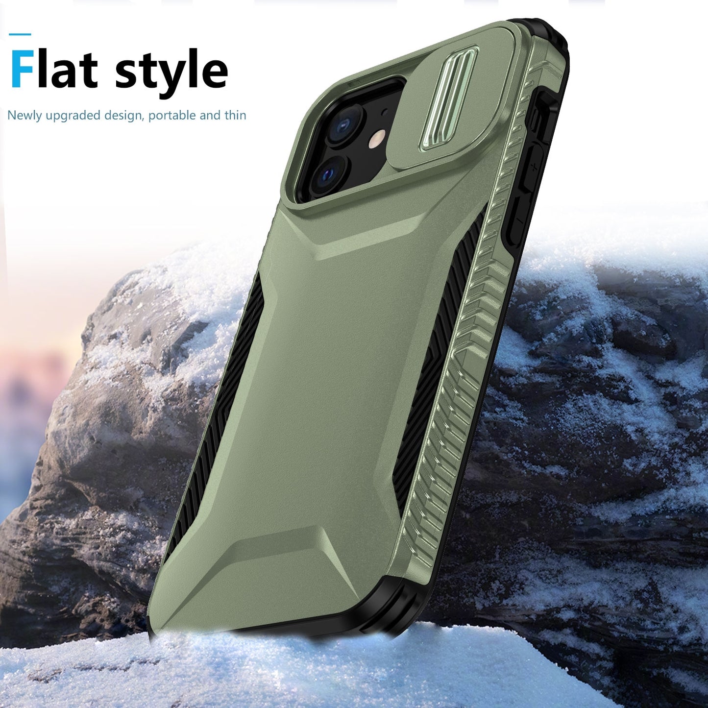 iPhone 12 Phone Case with Sliding Camshield | Military-Grade TPU & PC Protective Anti-Scratch Anti-Skid Cover, Durable Shockproof Design
