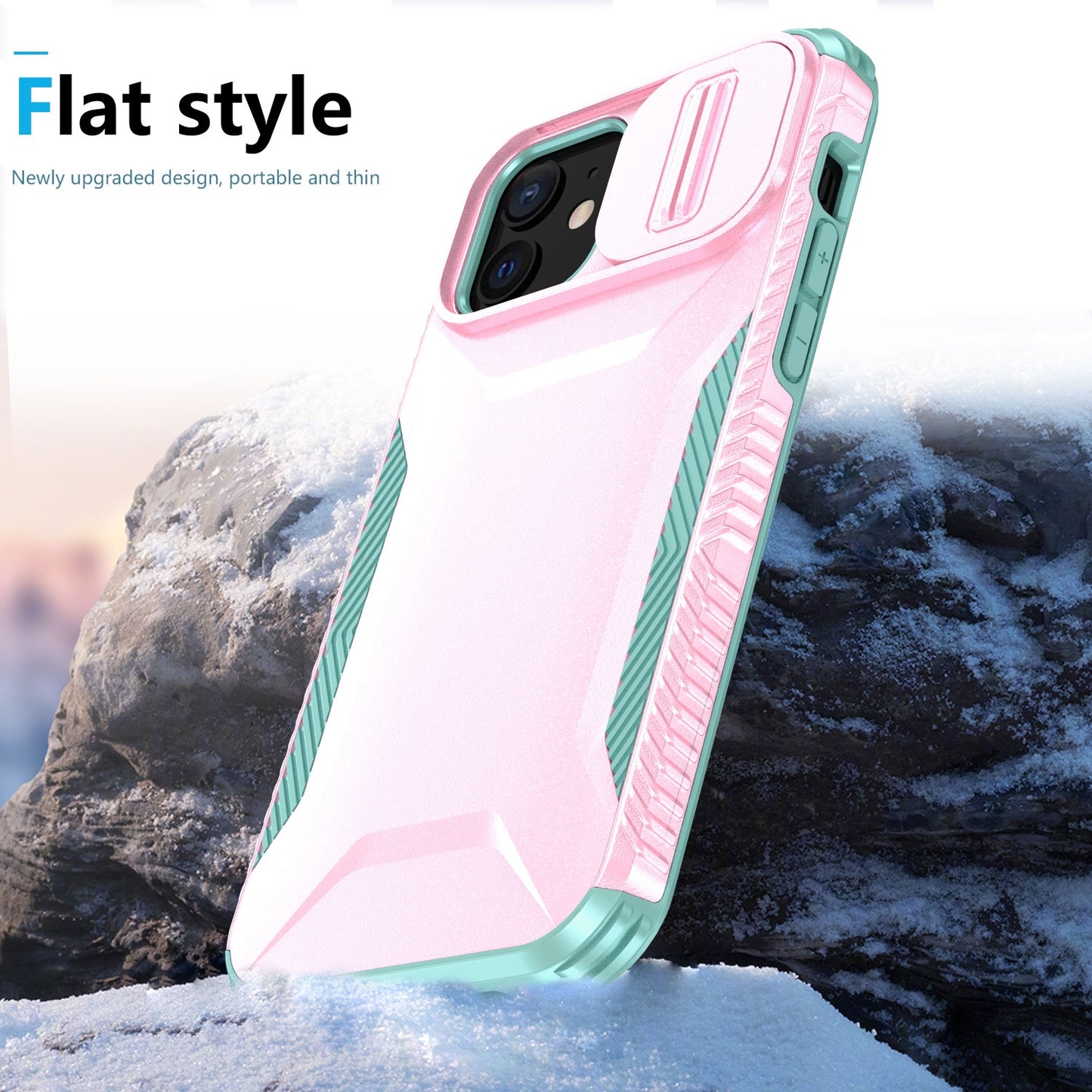 iPhone 12 Phone Case with Sliding Camshield | Military-Grade TPU & PC Protective Anti-Scratch Anti-Skid Cover, Durable Shockproof Design