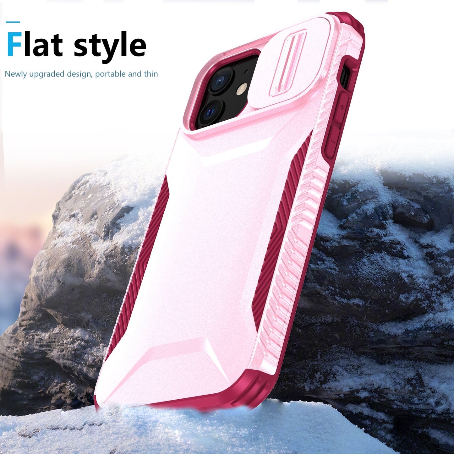 iPhone 12 Phone Case with Sliding Camshield | Military-Grade TPU & PC Protective Anti-Scratch Anti-Skid Cover, Durable Shockproof Design