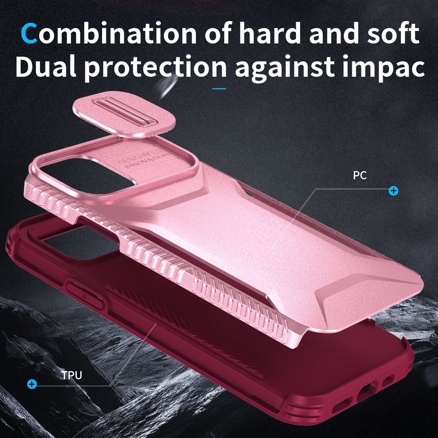 iPhone 12 Phone Case with Sliding Camshield | Military-Grade TPU & PC Protective Anti-Scratch Anti-Skid Cover, Durable Shockproof Design