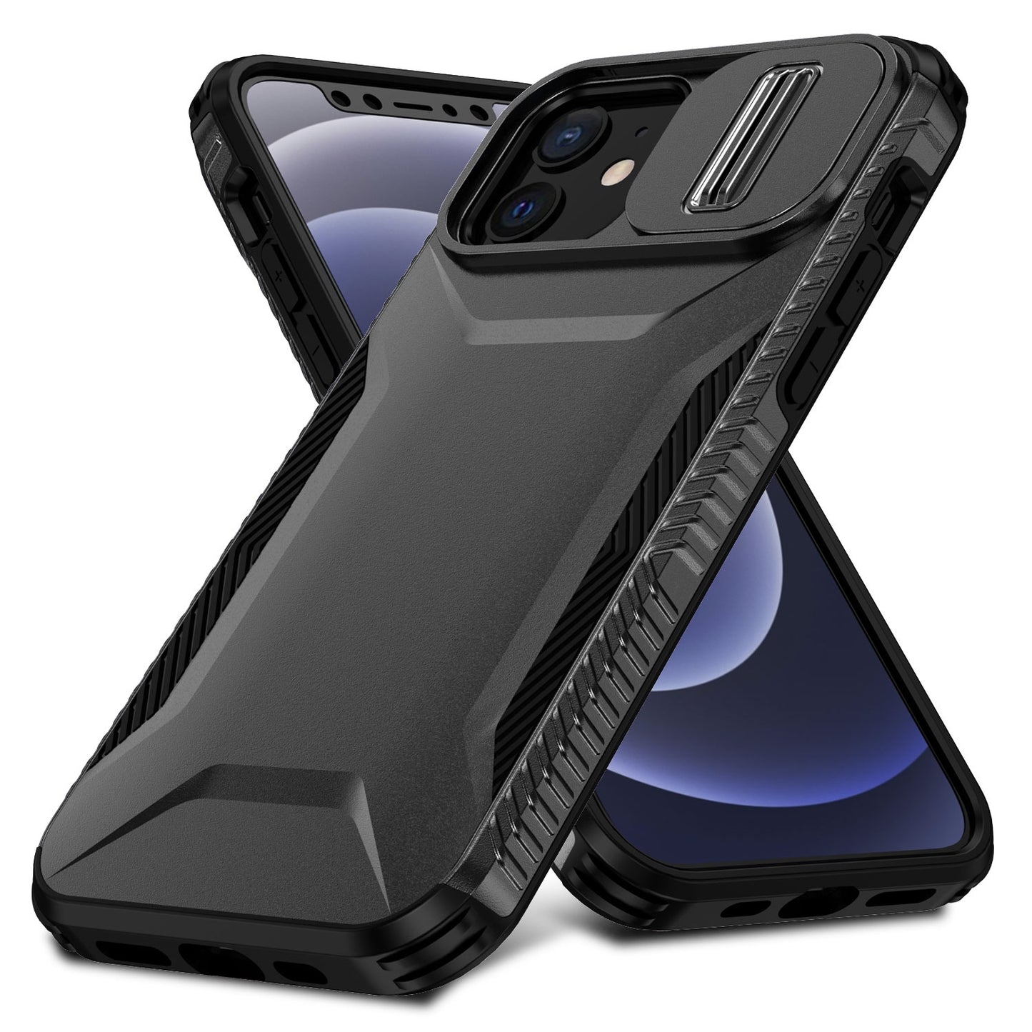 iPhone 12 Phone Case with Sliding Camshield | Military-Grade TPU & PC Protective Anti-Scratch Anti-Skid Cover, Durable Shockproof Design