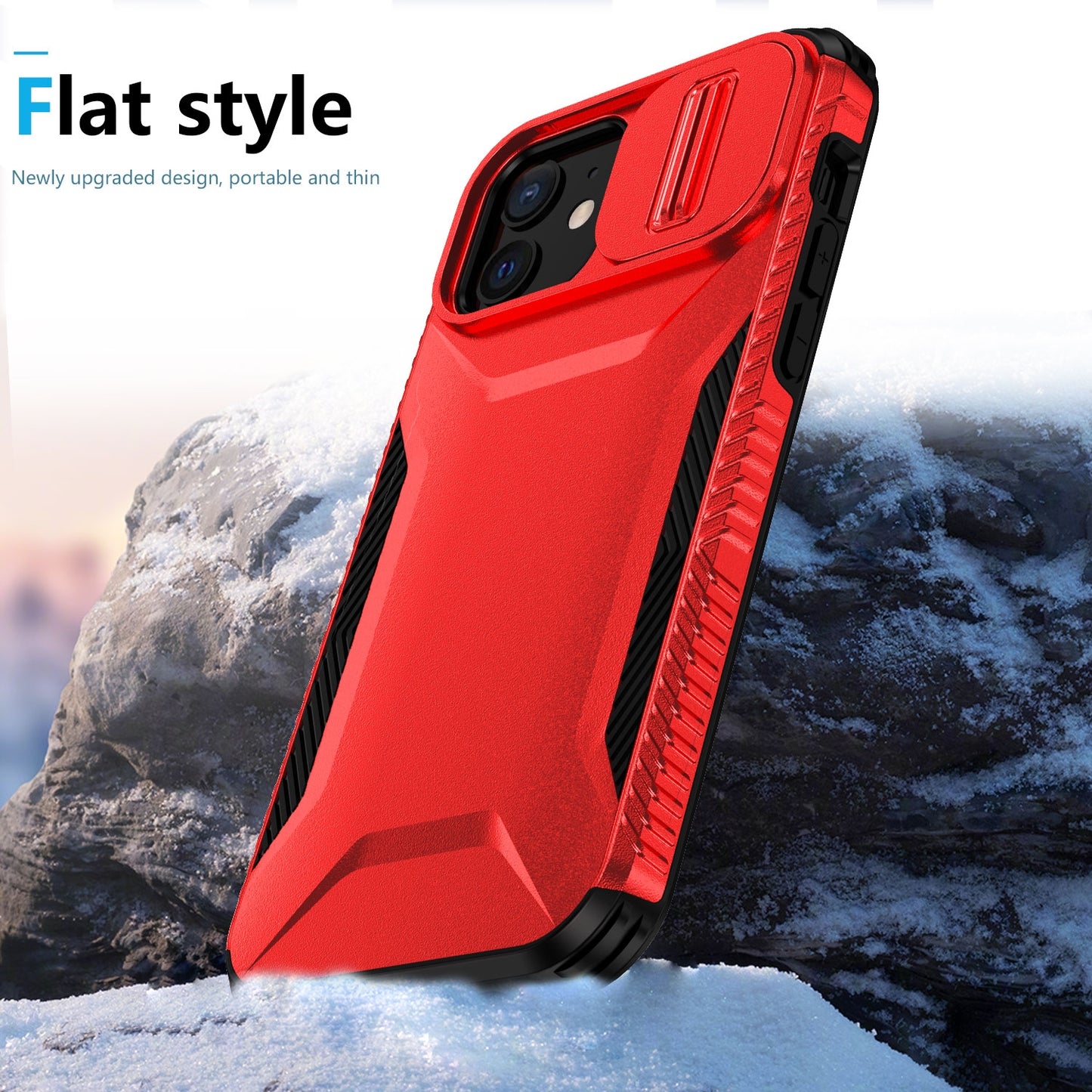 iPhone 12 Phone Case with Sliding Camshield | Military-Grade TPU & PC Protective Anti-Scratch Anti-Skid Cover, Durable Shockproof Design