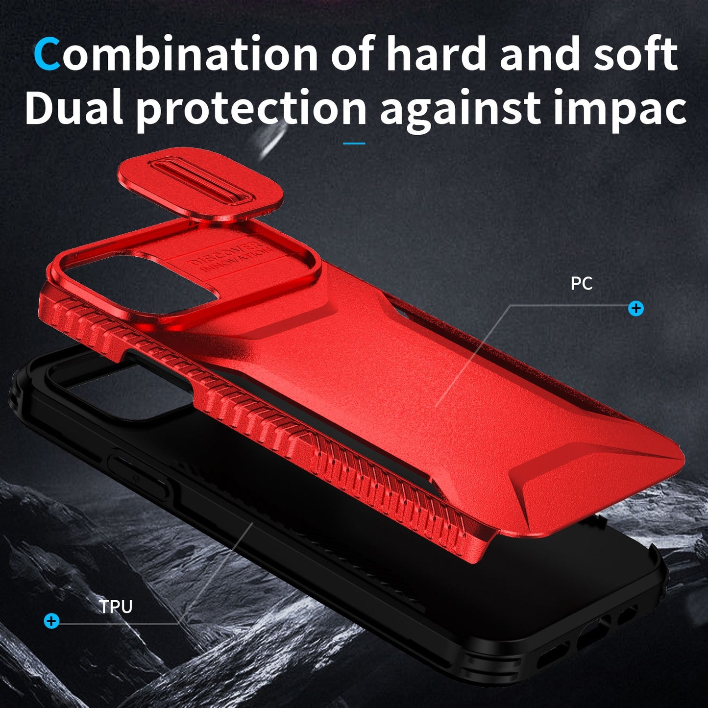 iPhone 12 Phone Case with Sliding Camshield | Military-Grade TPU & PC Protective Anti-Scratch Anti-Skid Cover, Durable Shockproof Design