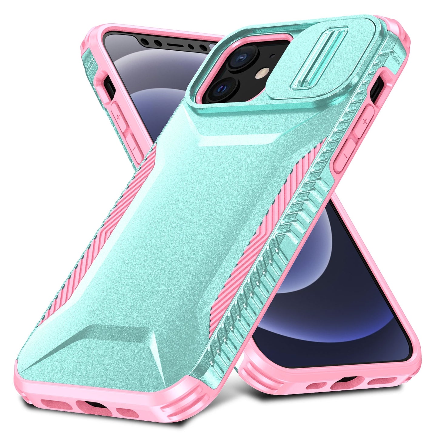 iPhone 12 Phone Case with Sliding Camshield | Military-Grade TPU & PC Protective Anti-Scratch Anti-Skid Cover, Durable Shockproof Design