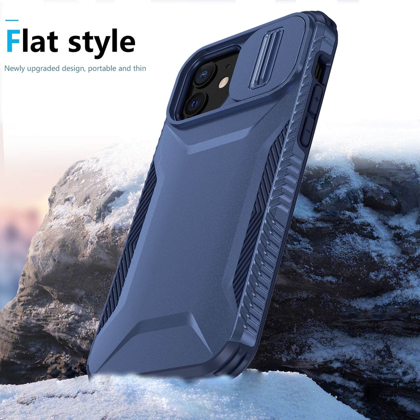 iPhone 12 Phone Case with Sliding Camshield | Military-Grade TPU & PC Protective Anti-Scratch Anti-Skid Cover, Durable Shockproof Design
