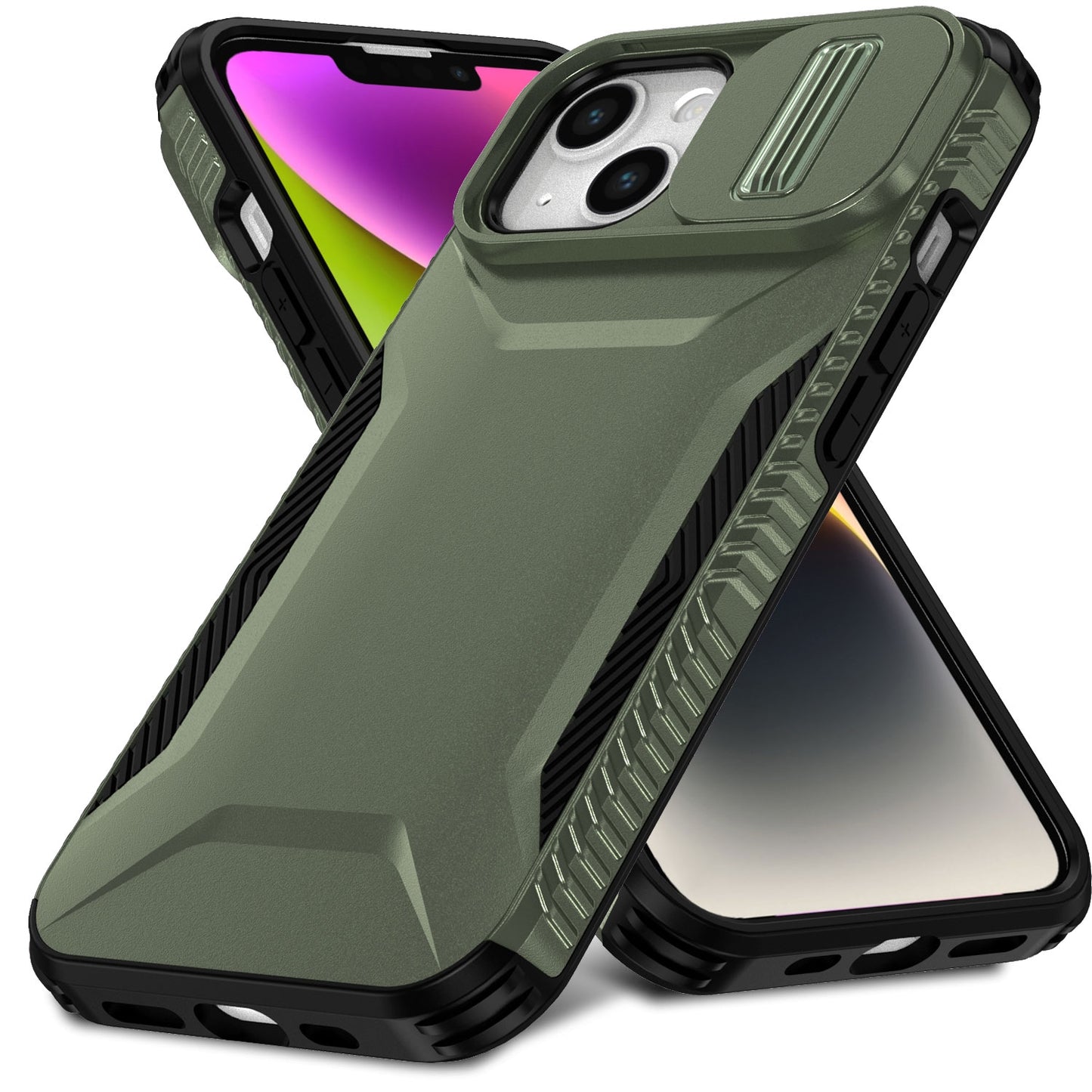 iPhone 14 Phone Case with Sliding Camshield | Military-Grade TPU & PC Protective Anti-Scratch Anti-Skid Cover, Durable Shockproof Design