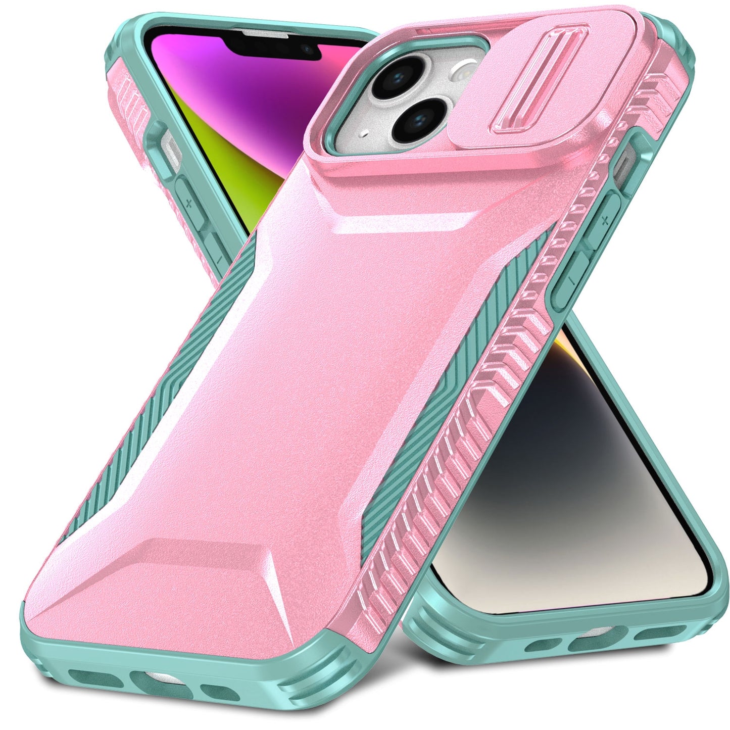 iPhone 14 Phone Case with Sliding Camshield | Military-Grade TPU & PC Protective Anti-Scratch Anti-Skid Cover, Durable Shockproof Design