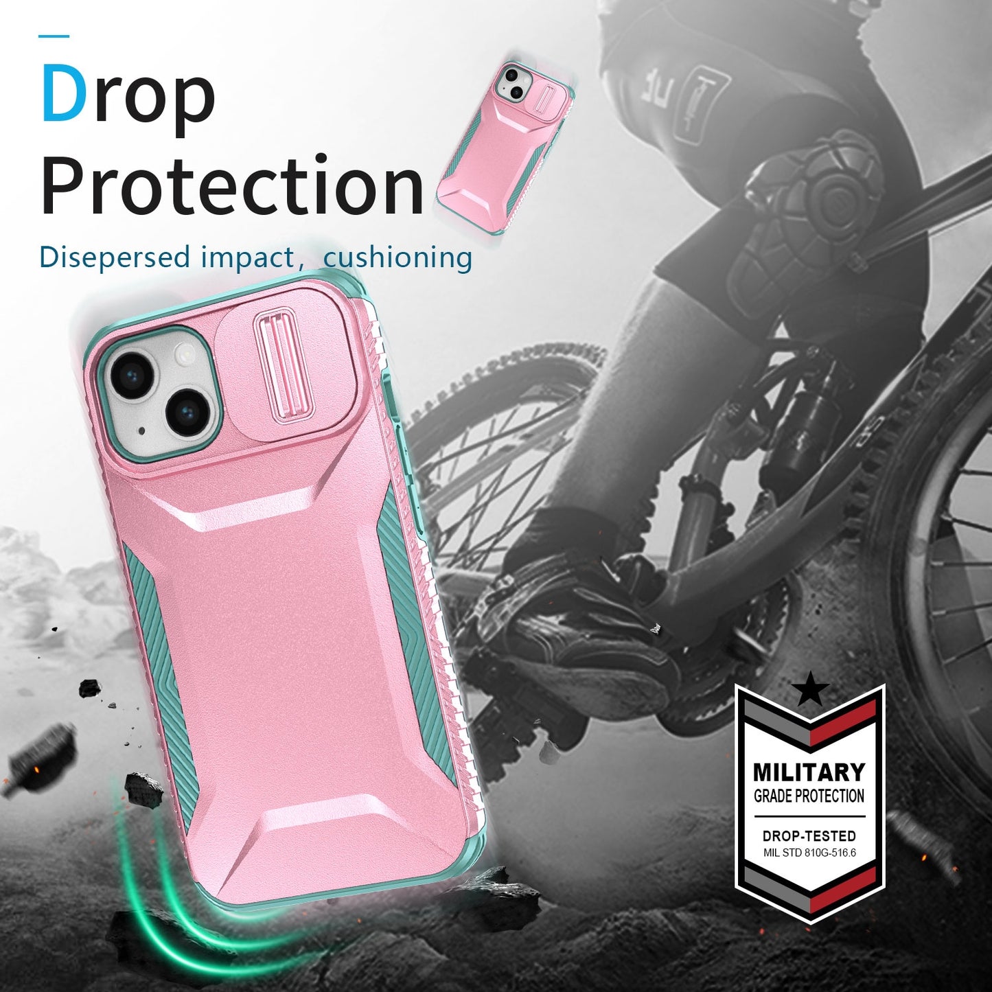 iPhone 13 Phone Case with Sliding Camshield | Military-Grade TPU & PC Protective Anti-Scratch Anti-Skid Cover, Durable Shockproof Design