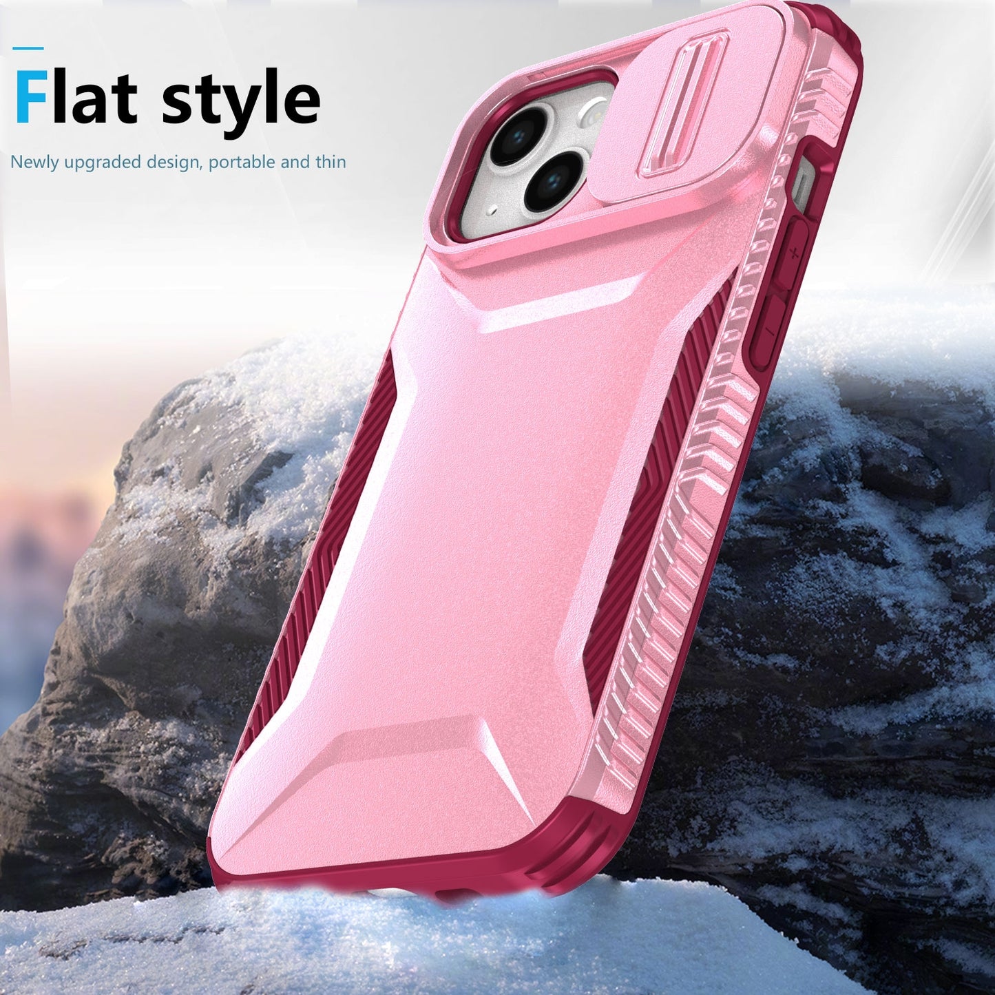 iPhone 14 Phone Case with Sliding Camshield | Military-Grade TPU & PC Protective Anti-Scratch Anti-Skid Cover, Durable Shockproof Design