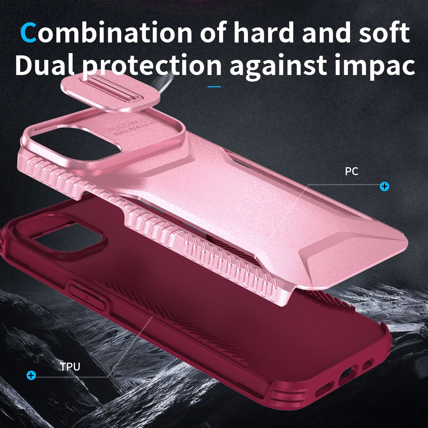 iPhone 13 Phone Case with Sliding Camshield | Military-Grade TPU & PC Protective Anti-Scratch Anti-Skid Cover, Durable Shockproof Design