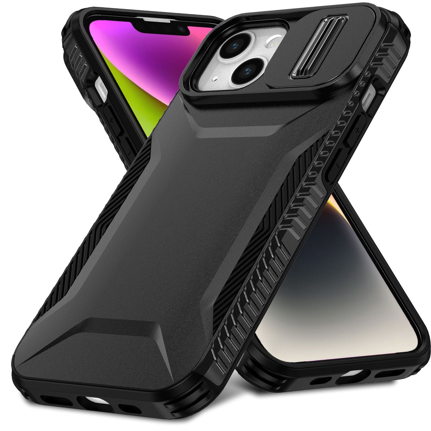 iPhone 14 Phone Case with Sliding Camshield | Military-Grade TPU & PC Protective Anti-Scratch Anti-Skid Cover, Durable Shockproof Design