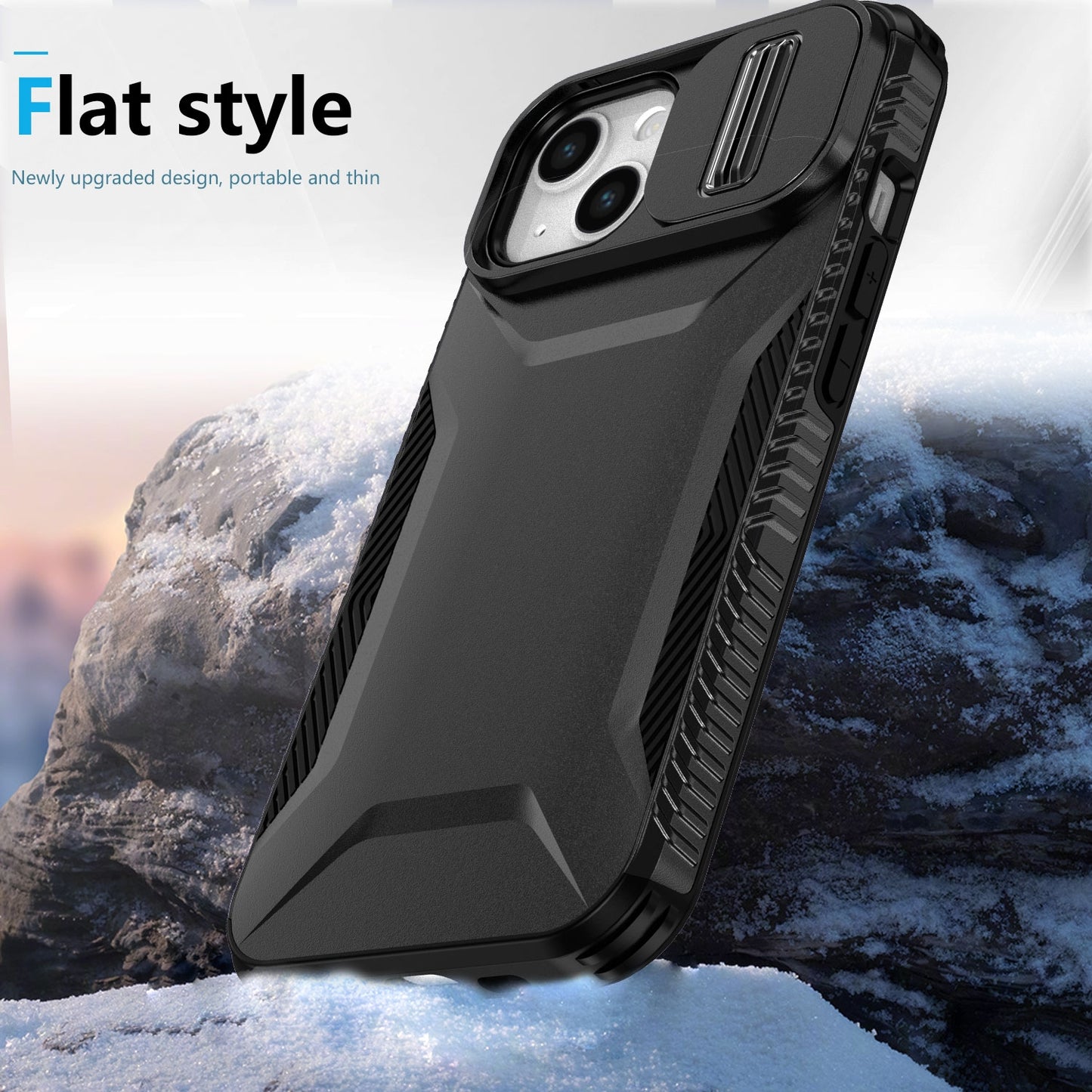 iPhone 14 Phone Case with Sliding Camshield | Military-Grade TPU & PC Protective Anti-Scratch Anti-Skid Cover, Durable Shockproof Design