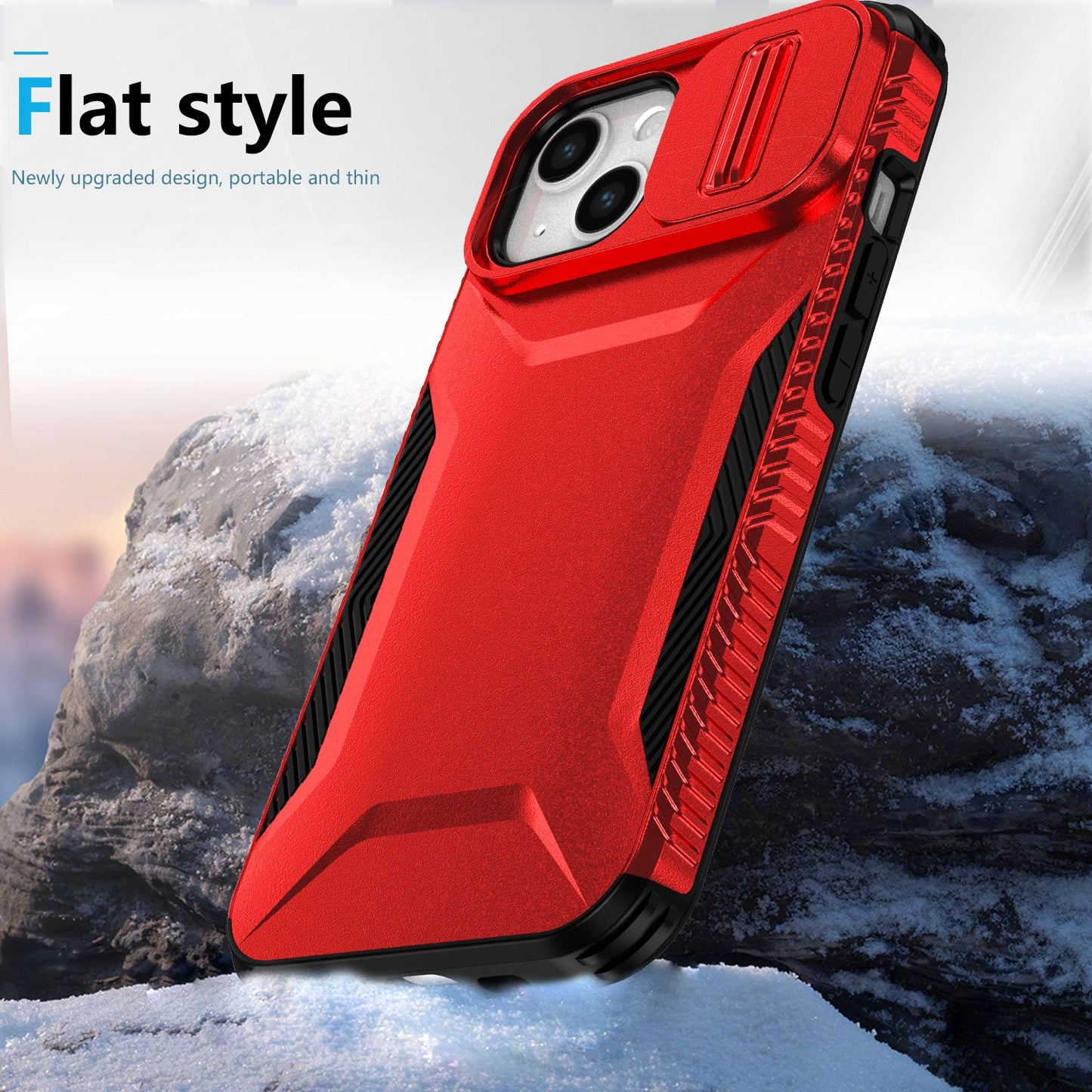 iPhone 14 Phone Case with Sliding Camshield | Military-Grade TPU & PC Protective Anti-Scratch Anti-Skid Cover, Durable Shockproof Design