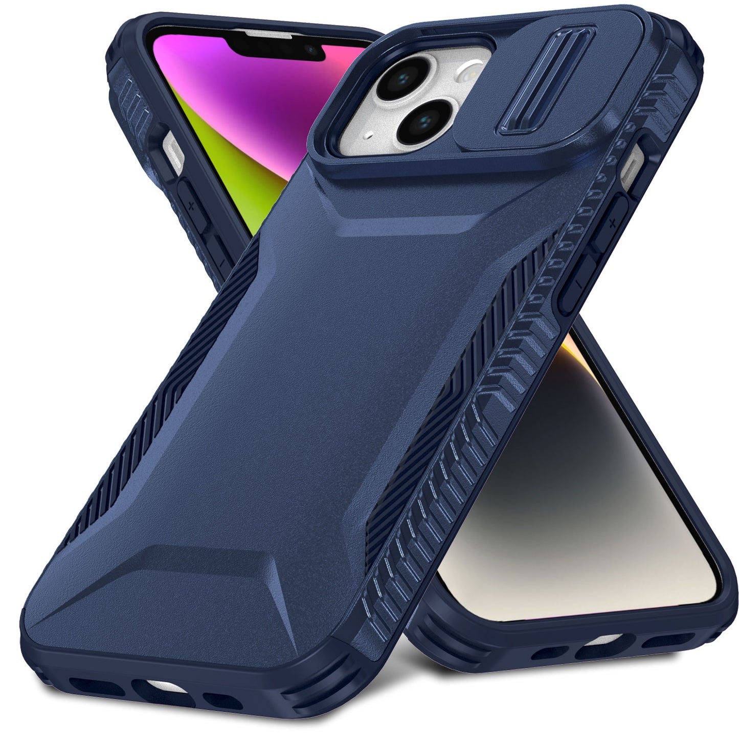 iPhone 14 Phone Case with Sliding Camshield | Military-Grade TPU & PC Protective Anti-Scratch Anti-Skid Cover, Durable Shockproof Design