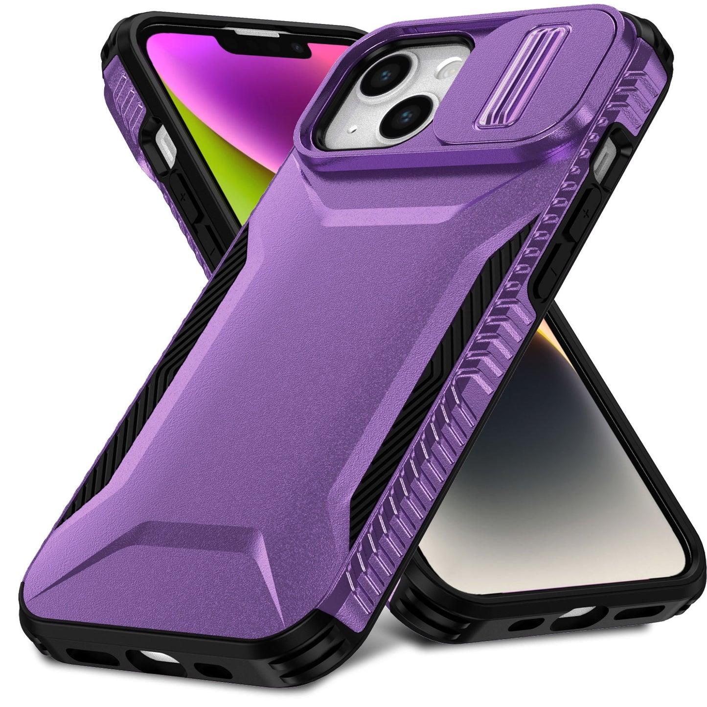 iPhone 14 Phone Case with Sliding Camshield | Military-Grade TPU & PC Protective Anti-Scratch Anti-Skid Cover, Durable Shockproof Design