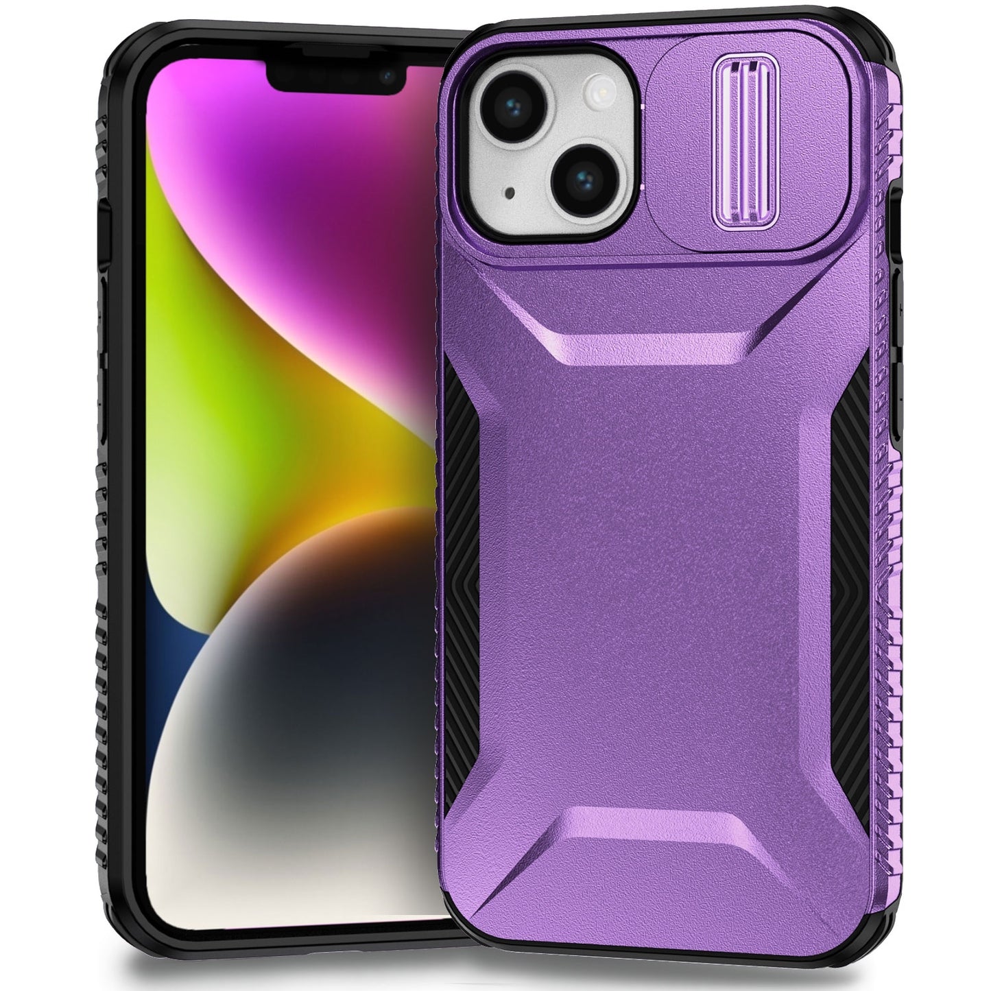 iPhone 14 Phone Case with Sliding Camshield | Military-Grade TPU & PC Protective Anti-Scratch Anti-Skid Cover, Durable Shockproof Design
