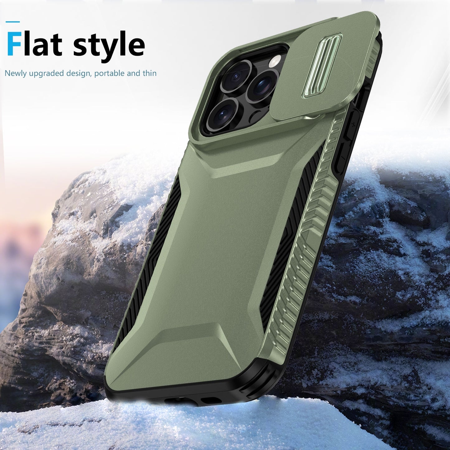 iPhone 13 Pro Phone Case with Sliding Camshield | Military-Grade TPU & PC Protective Anti-Scratch Anti-Skid Cover, Durable Shockproof Design