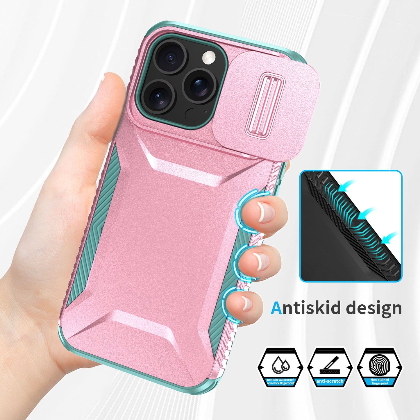 iPhone 13 Pro Phone Case with Sliding Camshield | Military-Grade TPU & PC Protective Anti-Scratch Anti-Skid Cover, Durable Shockproof Design