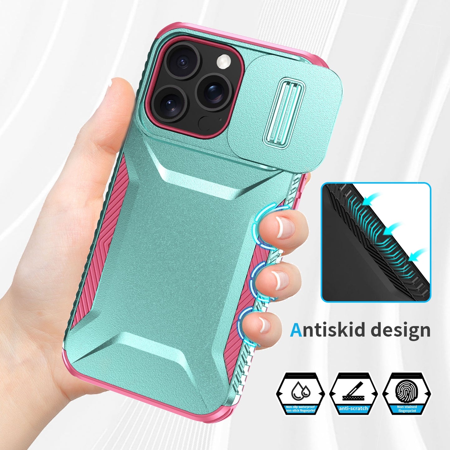 iPhone 13 Pro Phone Case with Sliding Camshield | Military-Grade TPU & PC Protective Anti-Scratch Anti-Skid Cover, Durable Shockproof Design