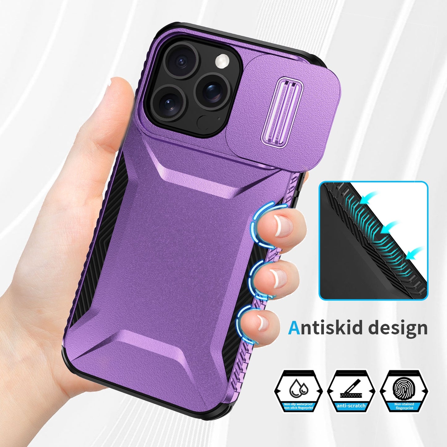 iPhone 13 Pro Phone Case with Sliding Camshield | Military-Grade TPU & PC Protective Anti-Scratch Anti-Skid Cover, Durable Shockproof Design